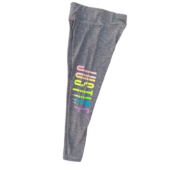 Justice Gray & Rainbow Glittered Leggings Size 7 - Picture 4 of 6